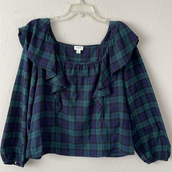 J.CREW Women's Blackwatch Plaid Flannel Top Size M - Picture 3 of 8